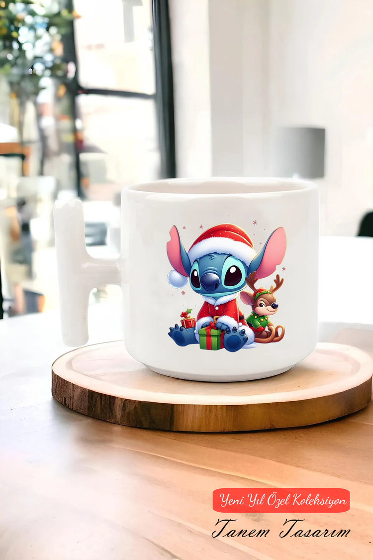 Yeni Yıl Yılbaşı Noel Tasarımlı T Kulp Seramik Kupa