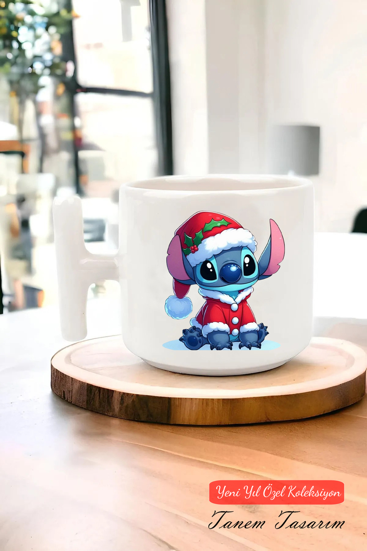 Yeni Yıl Yılbaşı Noel Tasarımlı T Kulp Seramik Kupa