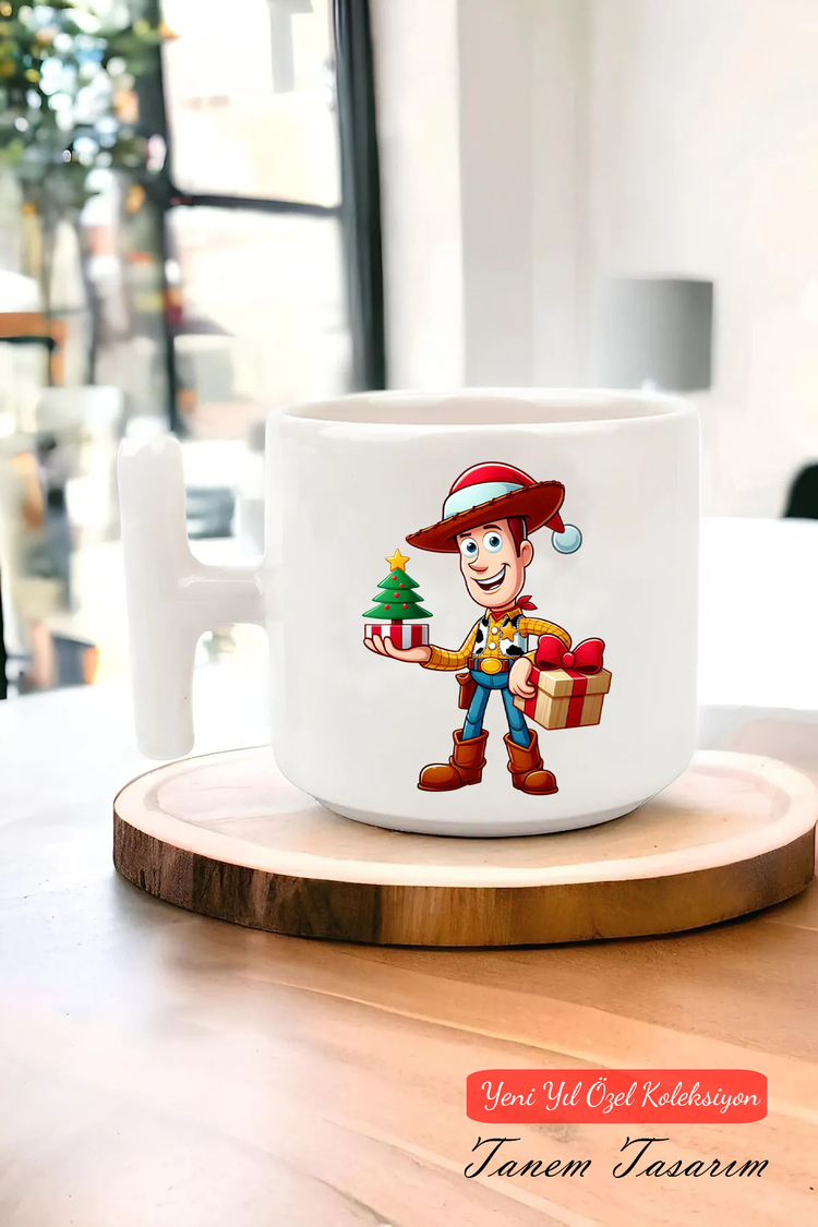 Yeni Yıl Yılbaşı Noel Tasarımlı T Kulp Seramik Kupa