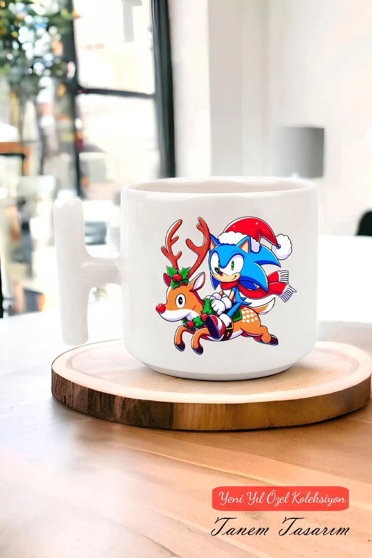 Yeni Yıl Yılbaşı Noel Tasarımlı T Kulp Seramik Kupa
