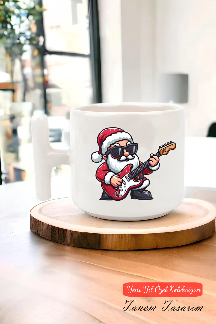 Yeni Yıl Yılbaşı Noel Tasarımlı T Kulp Seramik Kupa