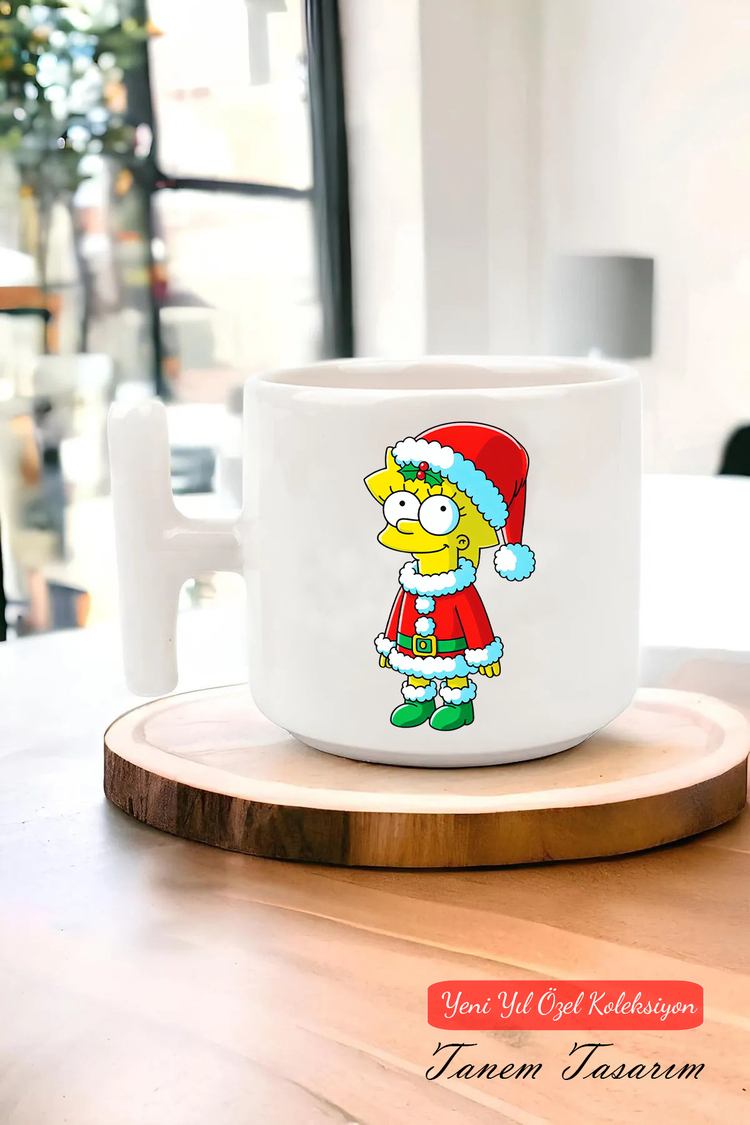 Yeni Yıl Yılbaşı Noel Tasarımlı T Kulp Seramik Kupa