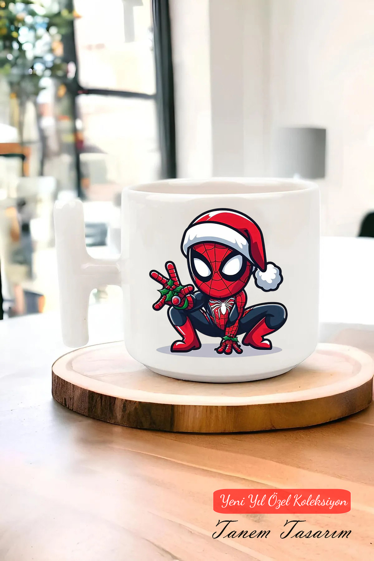 Yeni Yıl Yılbaşı Noel Tasarımlı T Kulp Seramik Kupa