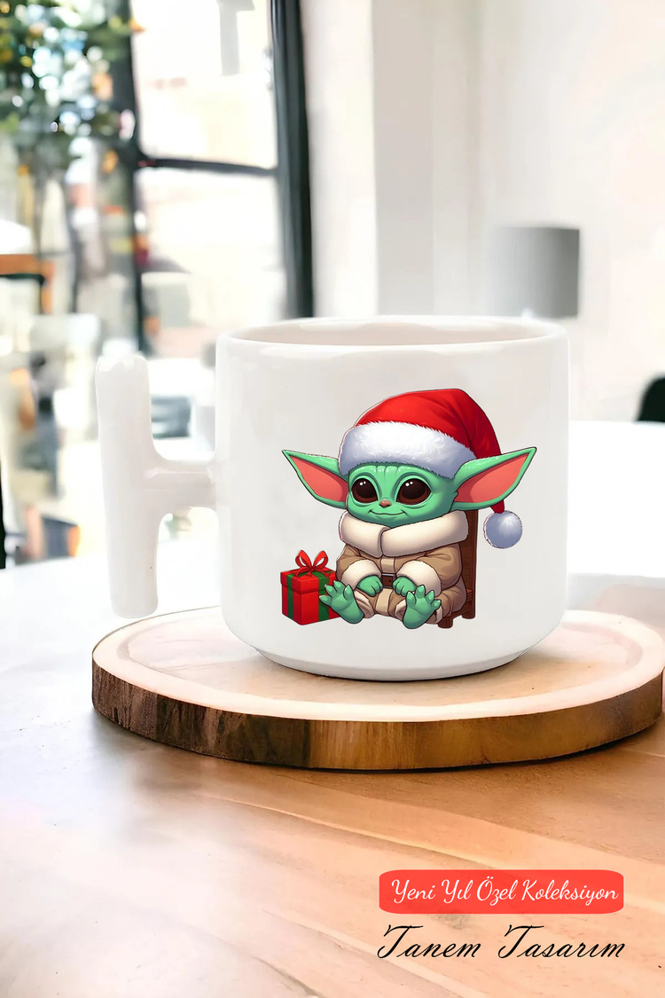 Yeni Yıl Yılbaşı Noel Tasarımlı T Kulp Seramik Kupa