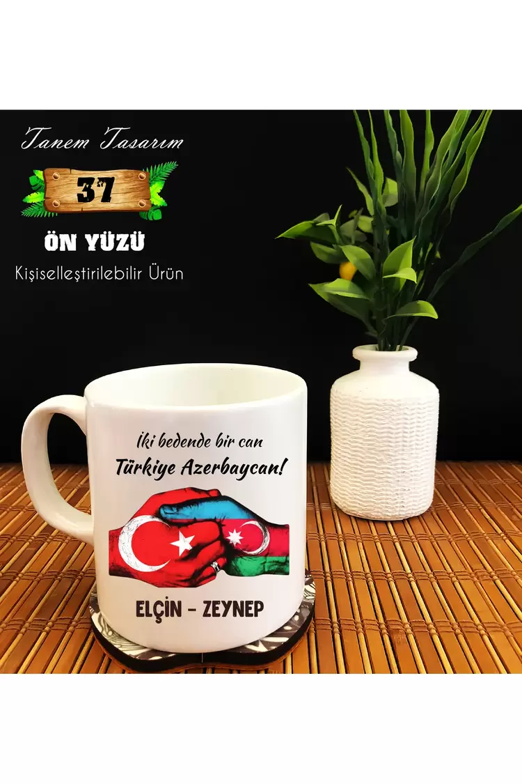 İki Bedende Bir Can Türkiye Azerbaycan! - Beyaz Kupa (Kişiselleştirilebilir)