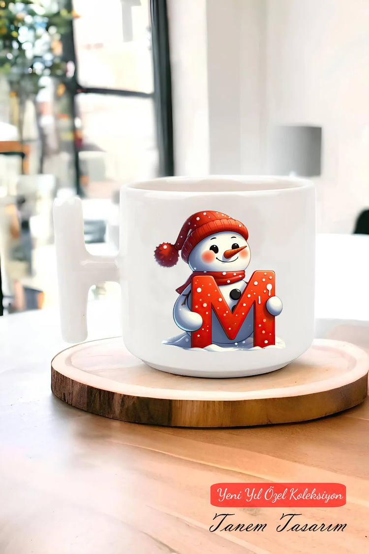 Yeni Yıl Yılbaşı Noel Tasarımlı T Kulp Seramik Kupa