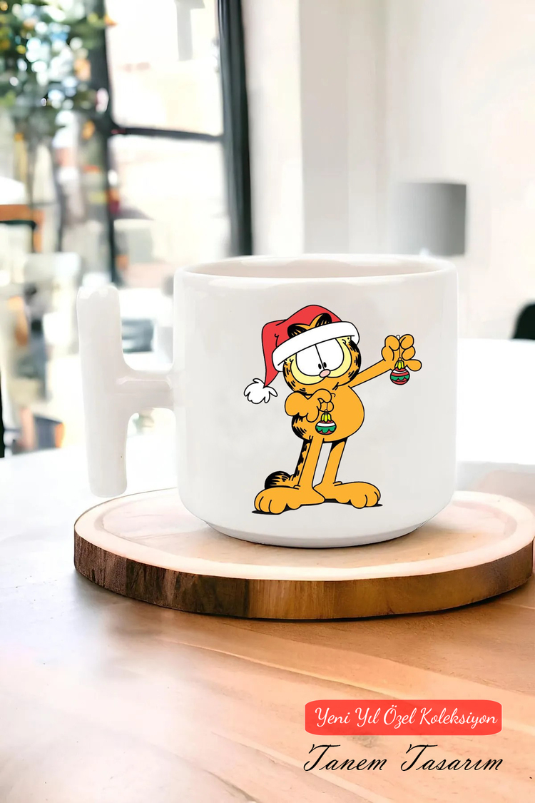 Yeni Yıl Yılbaşı Noel Tasarımlı T Kulp Seramik Kupa