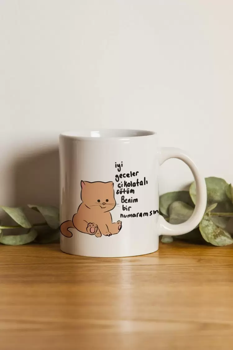 Kedi - Benim Bir Numaramsın Motto Kupa Bardak- Makinede Yıkanabilir