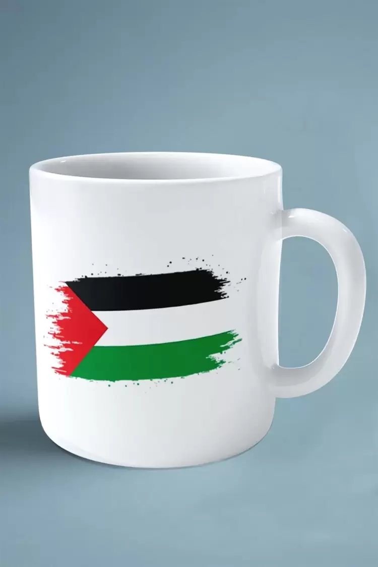 filistin Palestine bayrak baskılı kupa bardak çift taraflı kişiye özel model 7