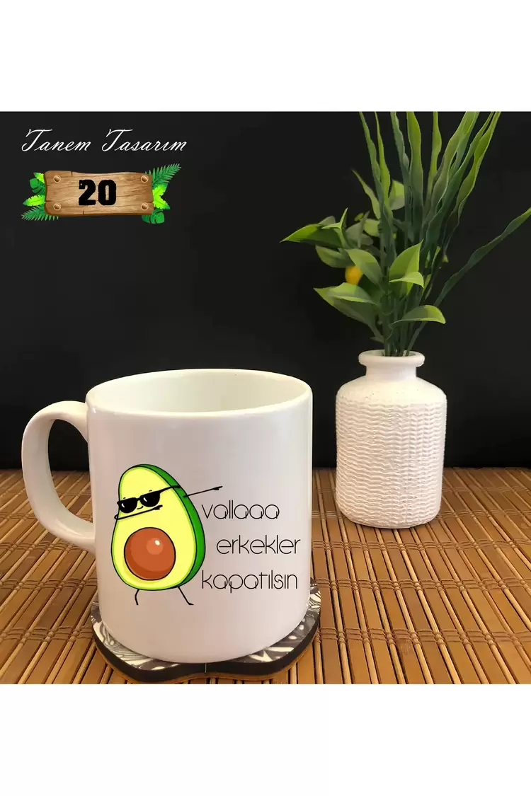 Vallaaa Erkekler Kapatılsın Avokado - Beyaz Kupa
