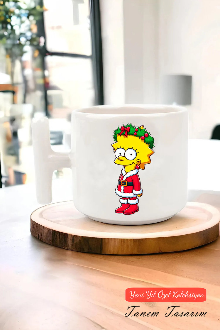 Yeni Yıl Yılbaşı Noel Tasarımlı T Kulp Seramik Kupa