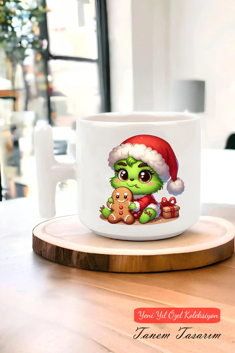 Yeni Yıl Yılbaşı Noel Tasarımlı T Kulp Seramik Kupa