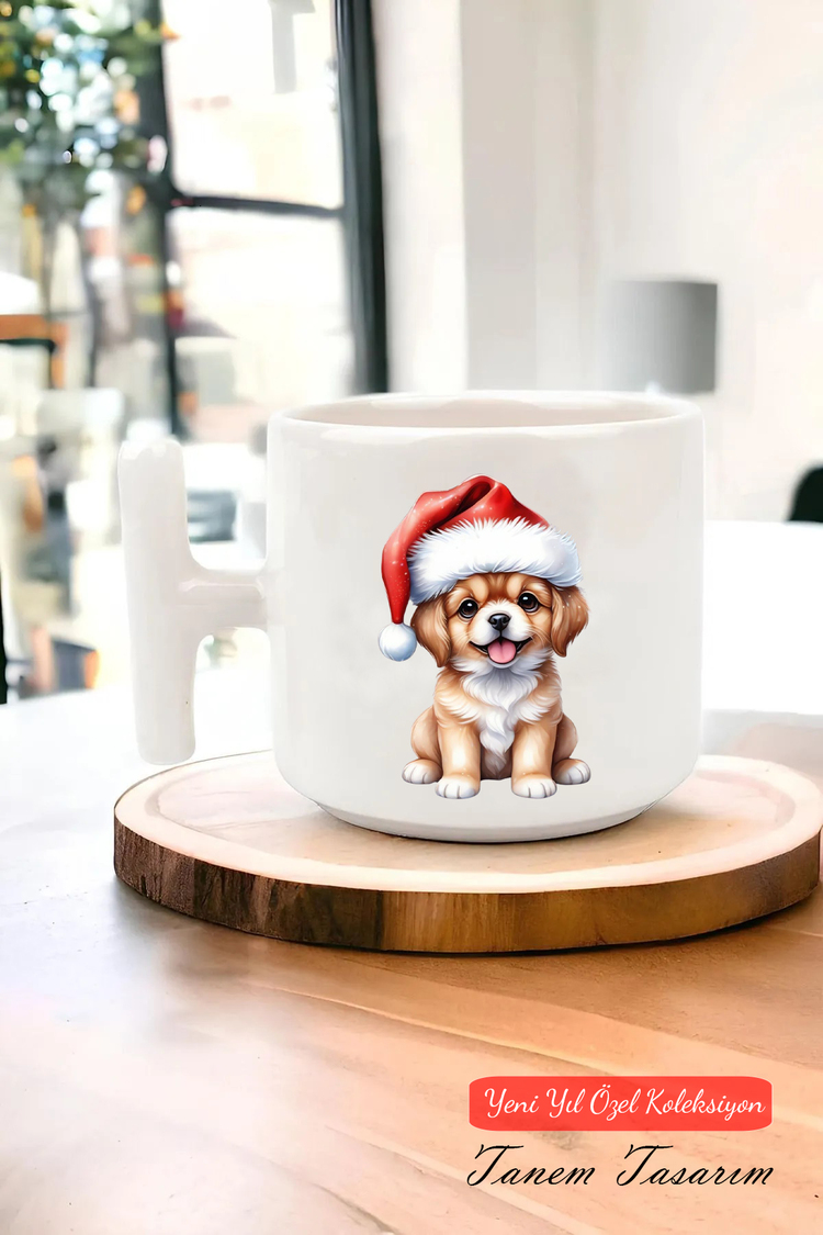 Yeni Yıl Yılbaşı Noel Tasarımlı T Kulp Seramik Kupa