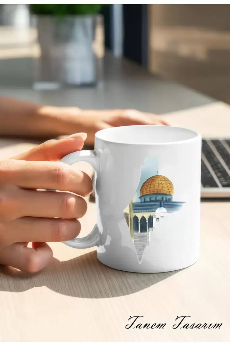 Filistin Tasarımlı Baskılı Kupa Bardak, Gazze Kupa Bardak, Kudüs Kupa Bardağı Klasik