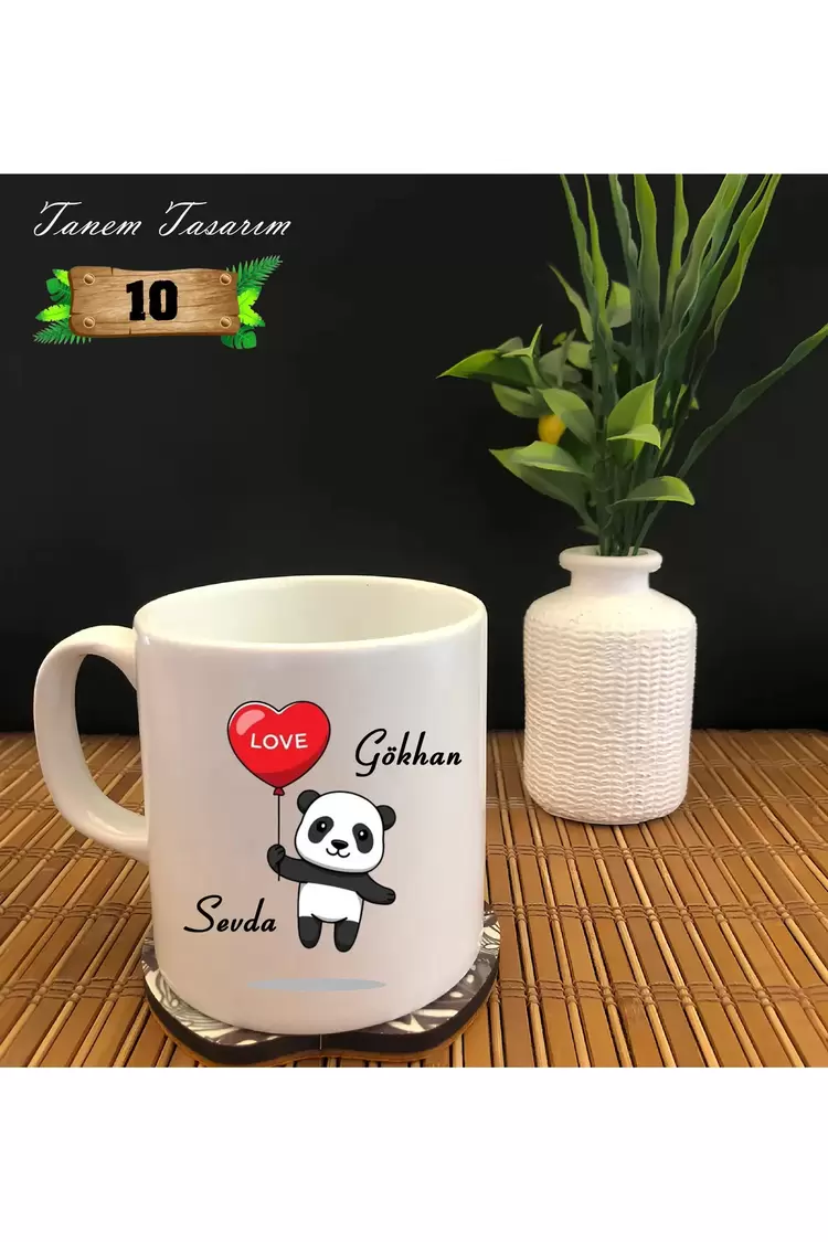 Beyaz Kupa - Sevgililer Günü Panda isim yazılabilir