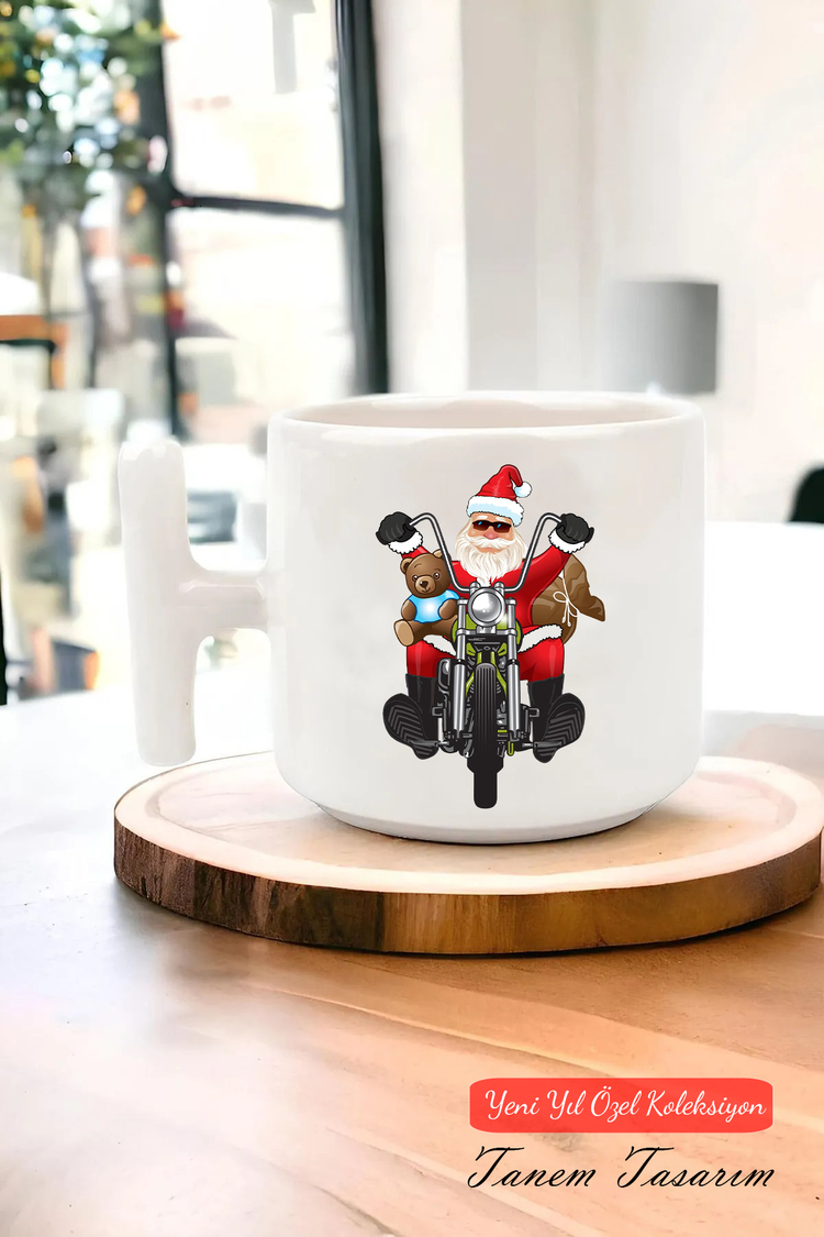 Yeni Yıl Yılbaşı Noel Tasarımlı T Kulp Seramik Kupa