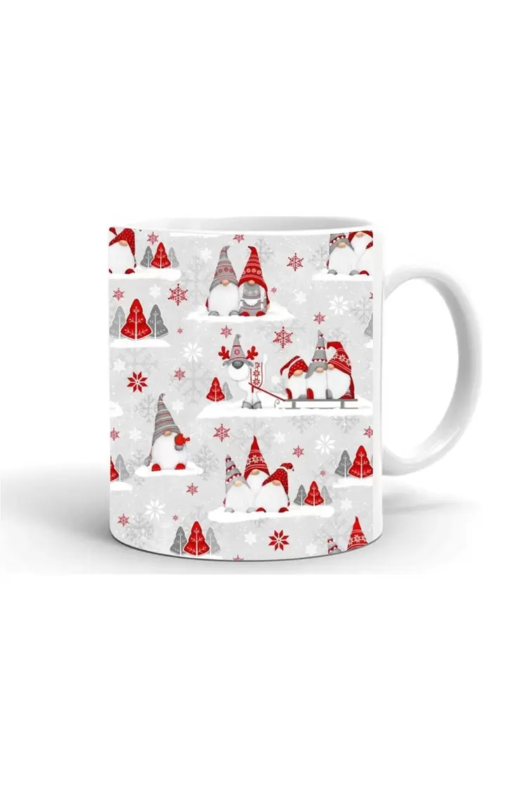 Yılbası Noel Temalı Baskılı Seramik Beyaz Kupa