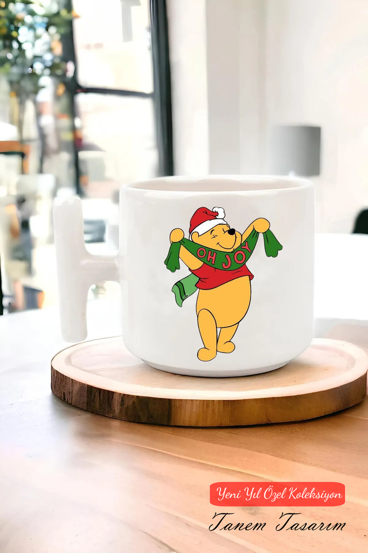 Yeni Yıl Yılbaşı Noel Tasarımlı T Kulp Seramik Kupa