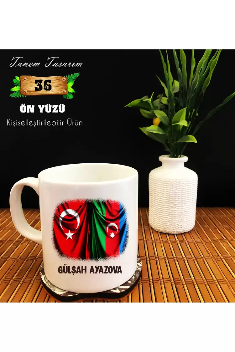 Türkiye Azerbaycan Kardeşlik - Beyaz Kupa (Kişiselleştirilebilir)