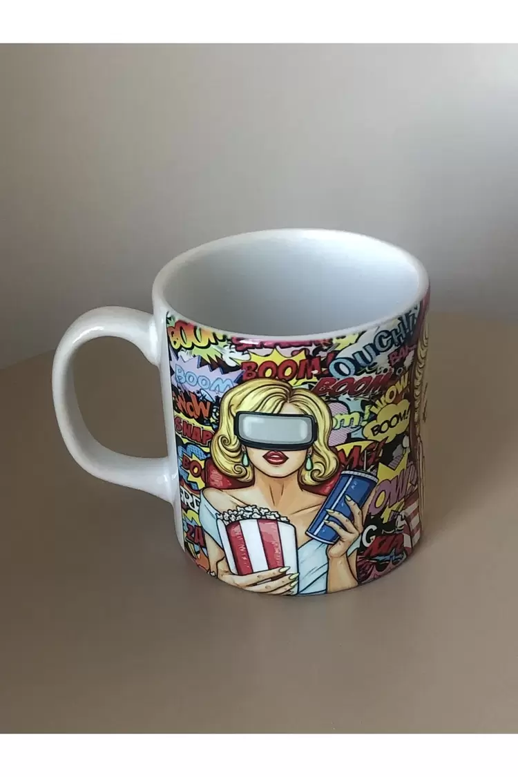Seramik Beyaz Kupa - Pop Art