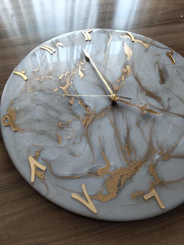 BEYAZ-BEJ/GOLD EPOKSİ DUVAR SAATİ