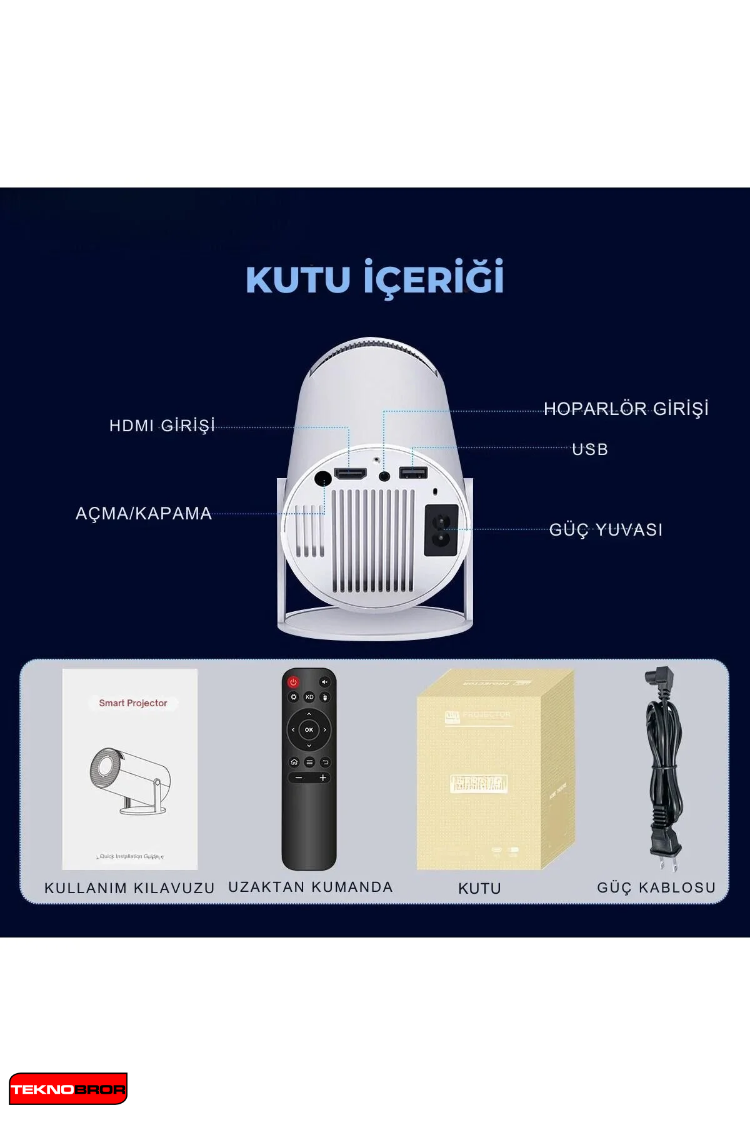 Taşınabilir Android Projeksiyon En Güncel Versiyon Wifi Destekli Akıllı Sinema Projektör HD