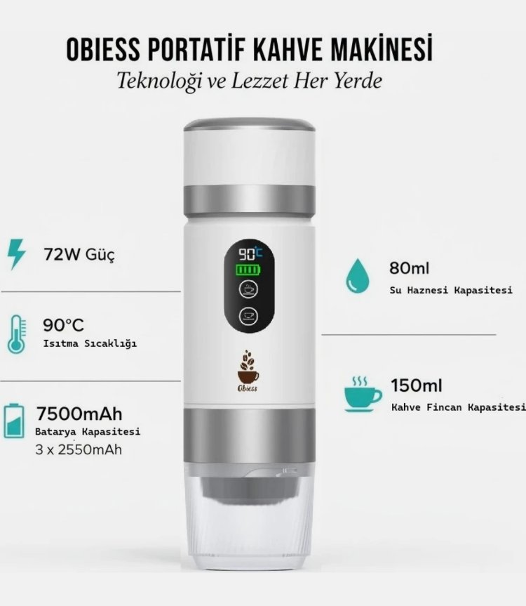 Obiess Taşınabilir Espresso Kahve Makinesi Şarjlı