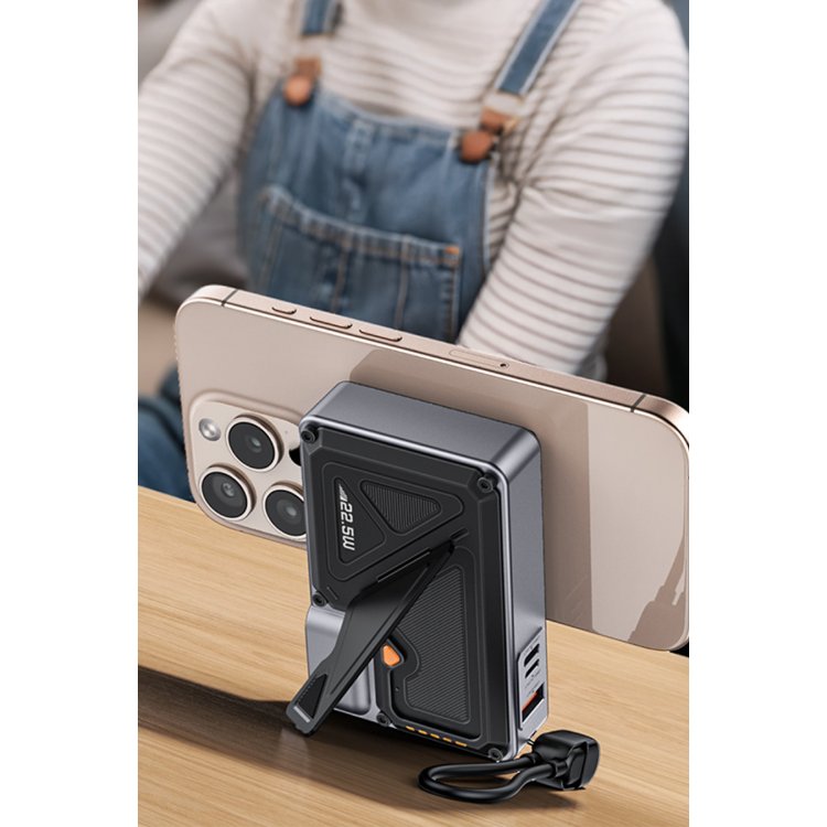 Yesido YP89 Akım Korumalı Stantlı 10.000 mAh 5in1 22.5W PD ve 15W Kablosuz  Powerbank