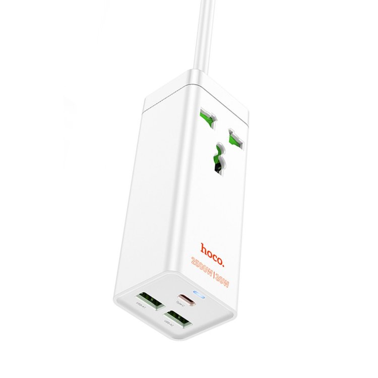 Hoco. AC9A 1.5M Talent 2 Adet USB 1 Adet Type-C 1 Adet Priz PD30W Şarj Aleti -