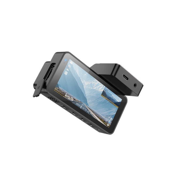 Hoco. DV12 2K GPS Destekli Ön ve Arka Kameralı Araç Kamerası - Gri