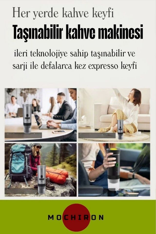 Mochiron Taşınabilir Espresso Kahve Makinesi Şarjlı Kapsül ve Öğütülmüş Kahve ile uyumlu