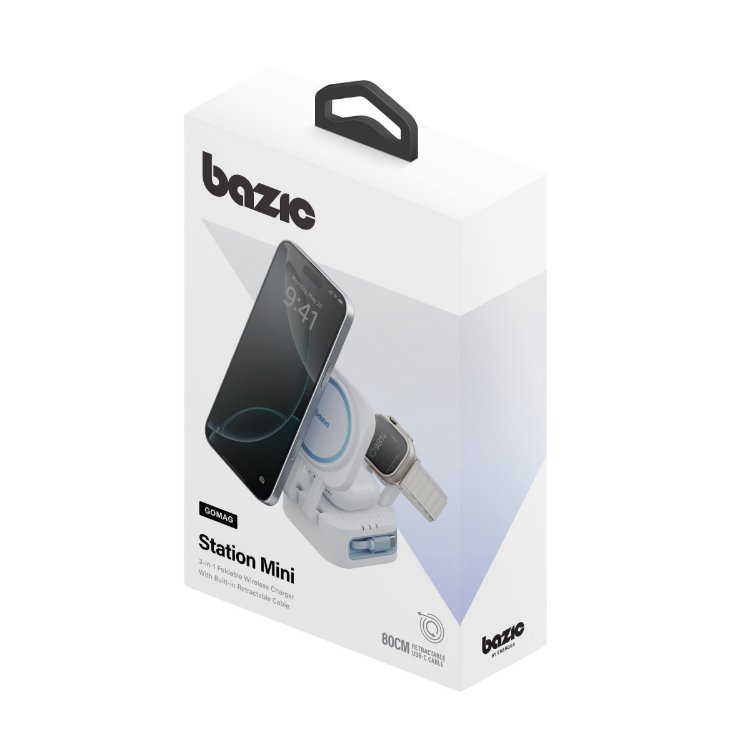 Energea X Bazic GoMag Station Mini 3in1 Katlanabilir 80cm Dahili Kablolu 15W