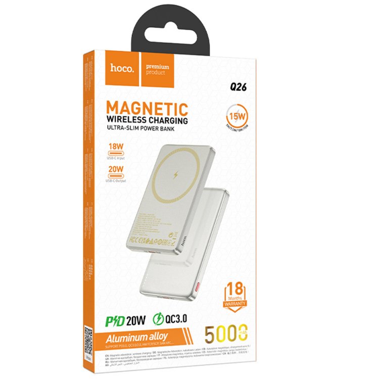 Hoco.
Hoco. Q26 5.000 mAh PD Magsafe Mini Powerbank - Turuncu
