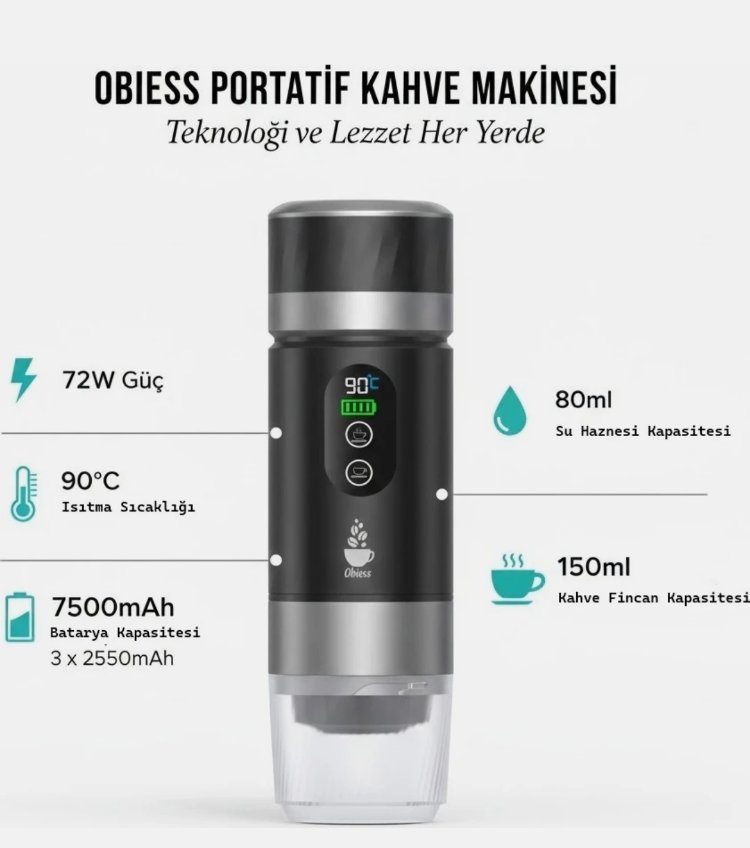 Obiess Taşınabilir Espresso Kahve Makinesi Şarjlı