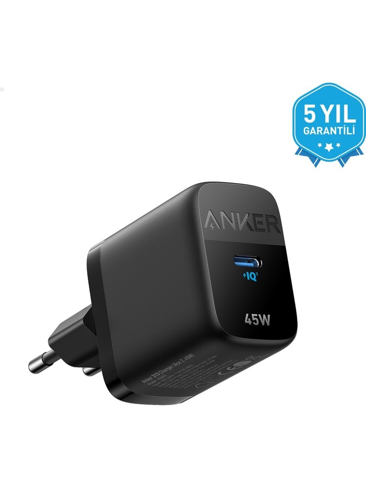 Anker 313 GaN USB-C Şarj Cihazı 45W, Samsung Süper Hızlı Şarj 2.0 Destekli