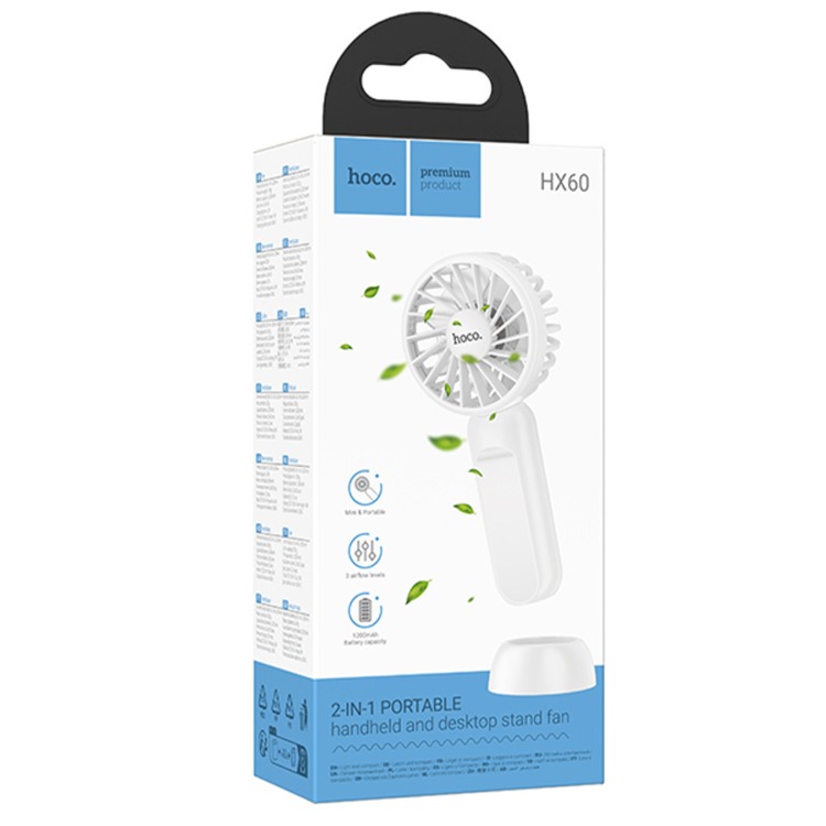 Hoco. HX60 Nimble El Tipi ve Masaüstü Soğutucu Fan - Beyaz