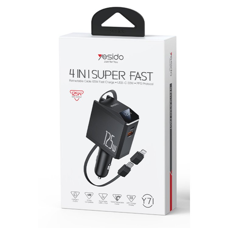 Yesido Y71 Dijital Göstergeli 1 Adet 30W Type-C ve 1 Adet 30W USB Çıkışlı Ekstra 65W