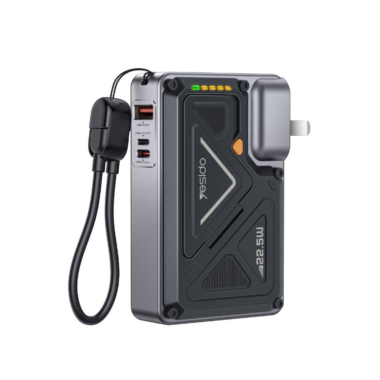 Yesido YP89 Akım Korumalı Stantlı 10.000 mAh 5in1 22.5W PD ve 15W Kablosuz  Powerbank