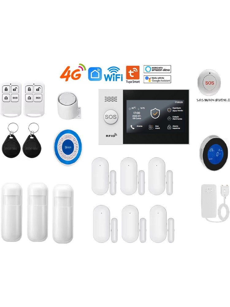 Obiem PGST OBİEM Akıllı Ev Güvenlik Alarm Sistemleri Kolay Kurulum 4g simli tuya