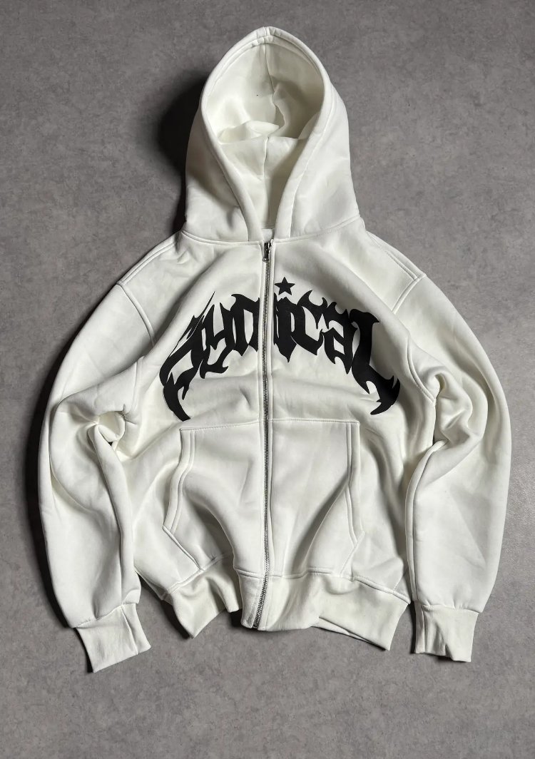 SYNICAL TAŞLI ZIPPER-BEYAZ