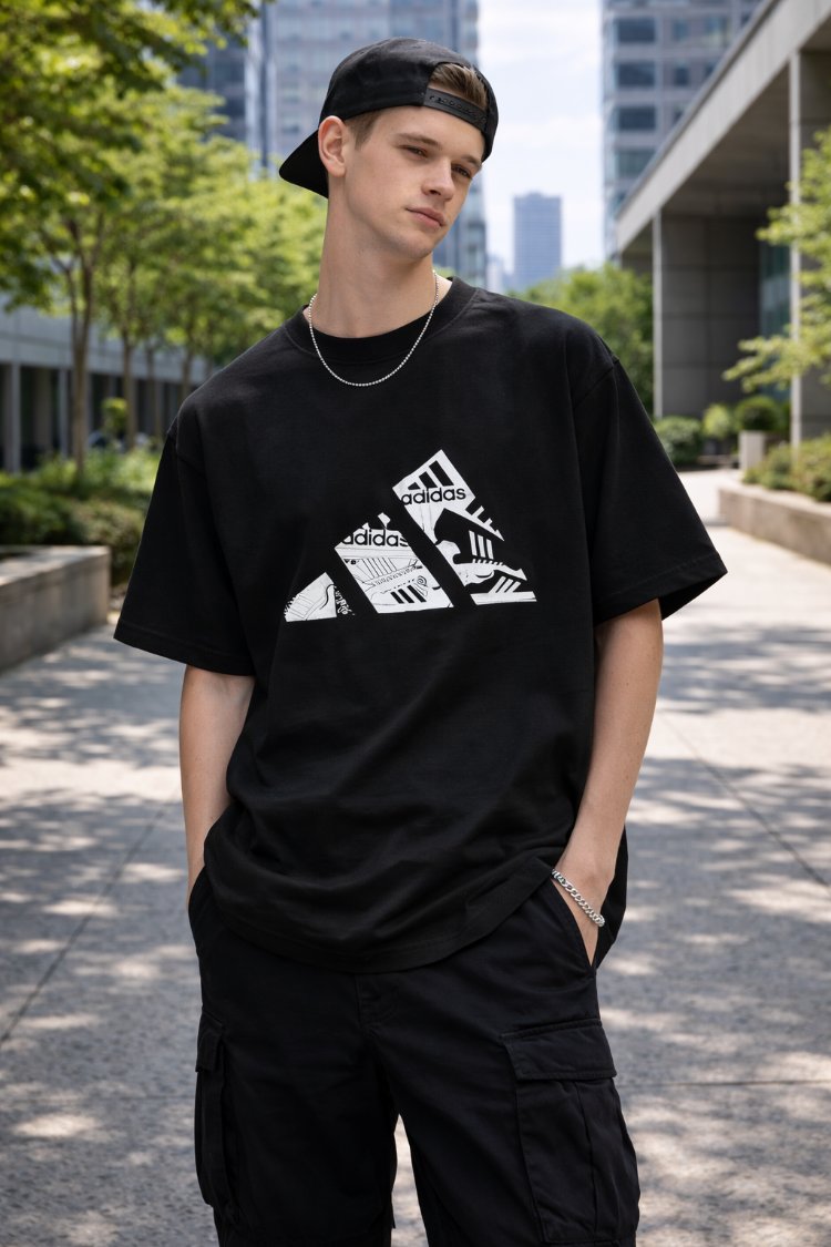 ÖN BASKILI OVERSIZE T-SHIRT-SİYAH