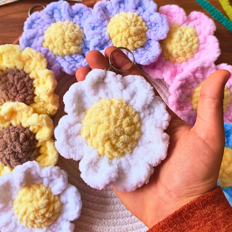 Peluş Papatya Anahtarlık Çanta Süsü ADET BEYAZ