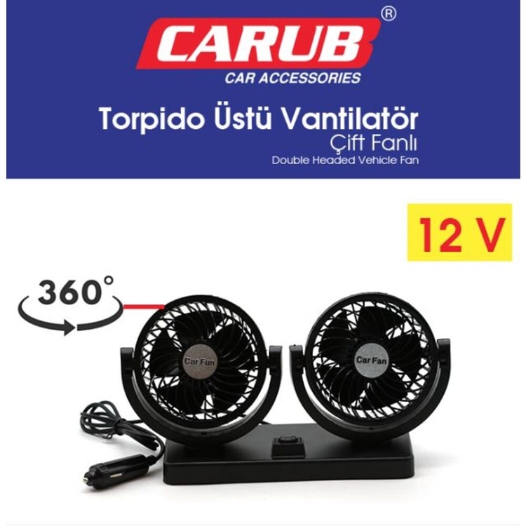 12 V TORPİDO ÜSTÜ ÇİFTLİ VANTİLATÖR