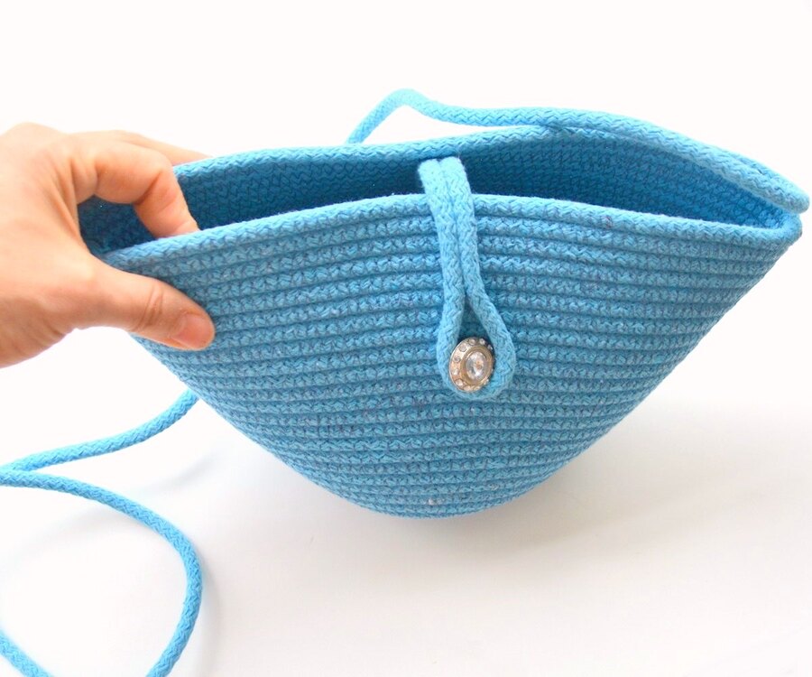Mavi mini taşlı çanta