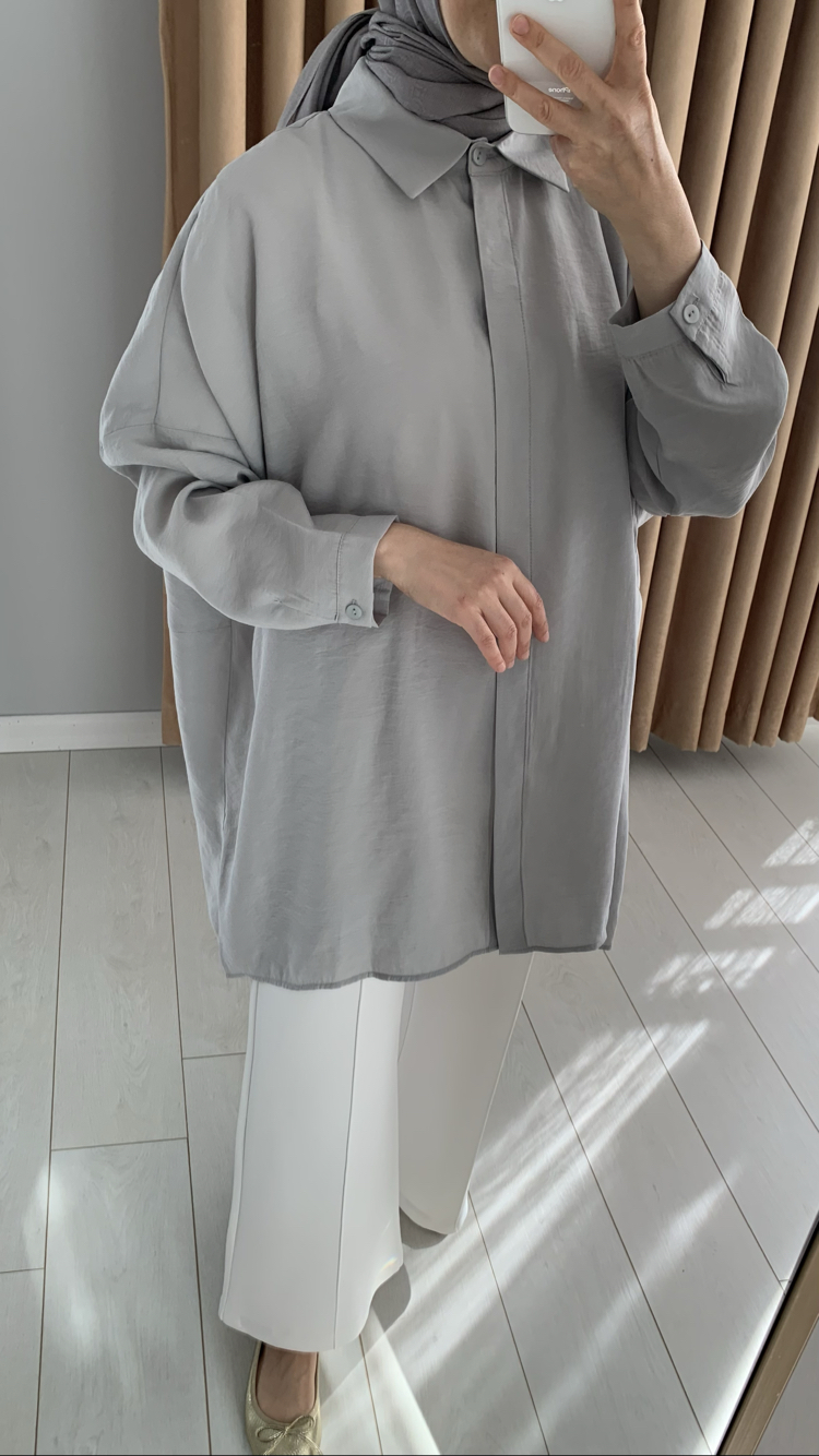 Nuss Basic Tencel Gri Gömlek