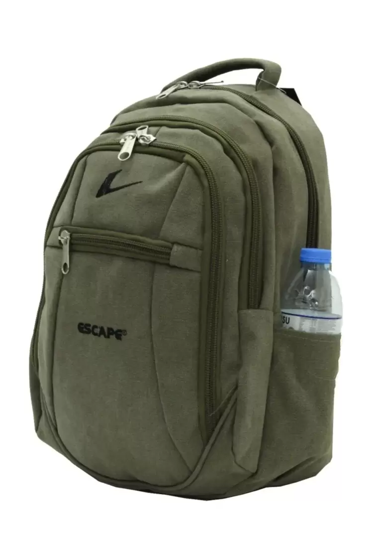 ESCAPE Laptop Bölmeli Kanvas Kumaş Outdoor Sırt Çantası Spor Çantası Haki 307 TYC00335685315