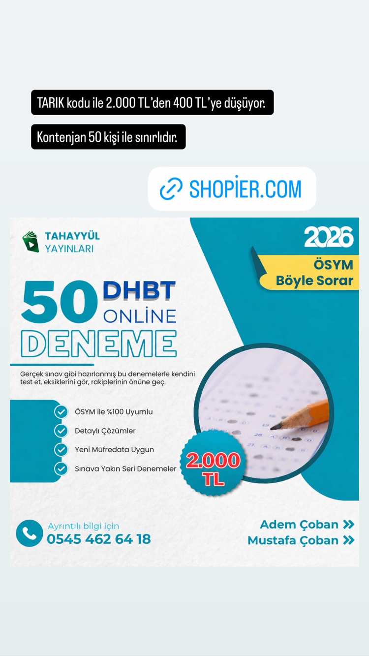 DHBT ONLİNE 50 DENEME TAHAYYÜL YAYINLARI