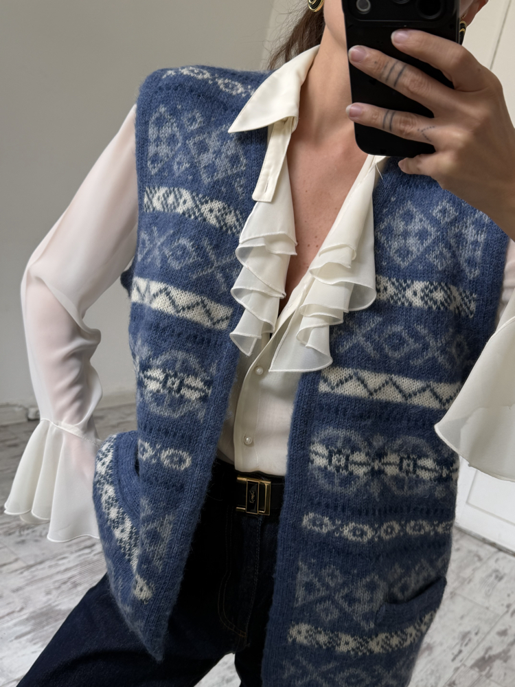 Saga Norveç Çift Yün Dokuma Unisex Premium Yelek