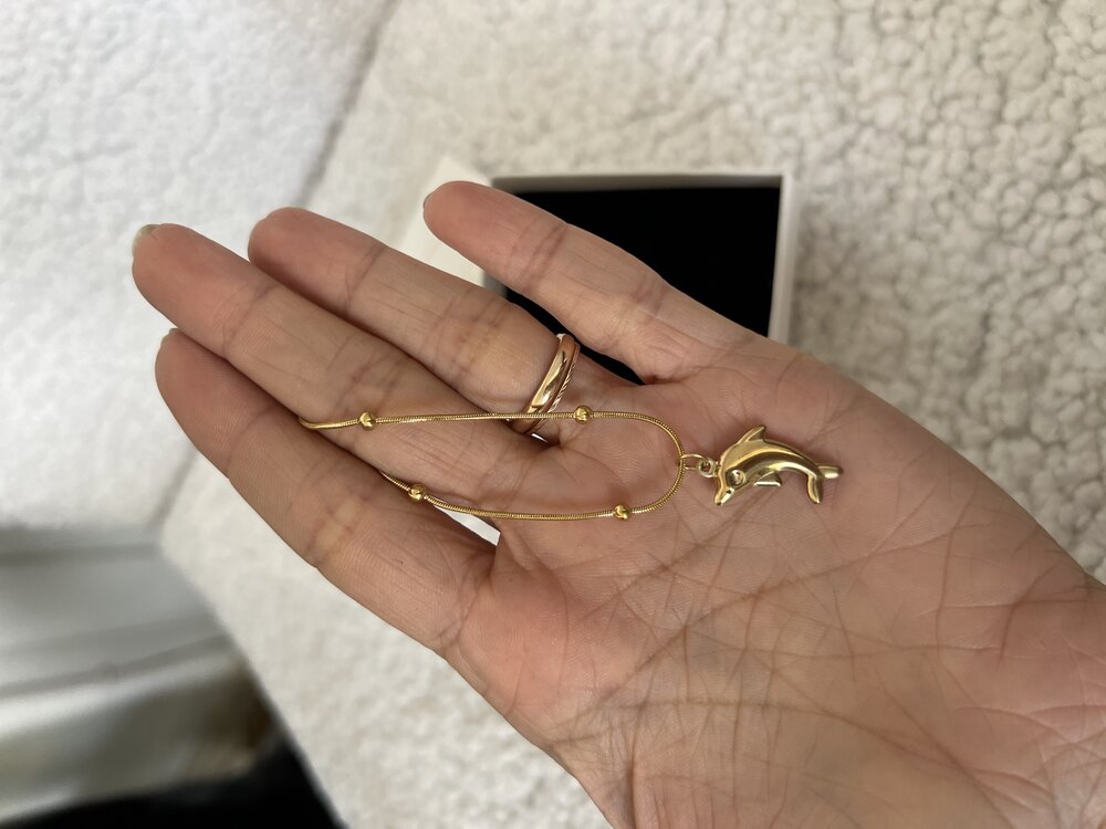 Golden Dolphin Luck Charm Premium Çelik Kolye