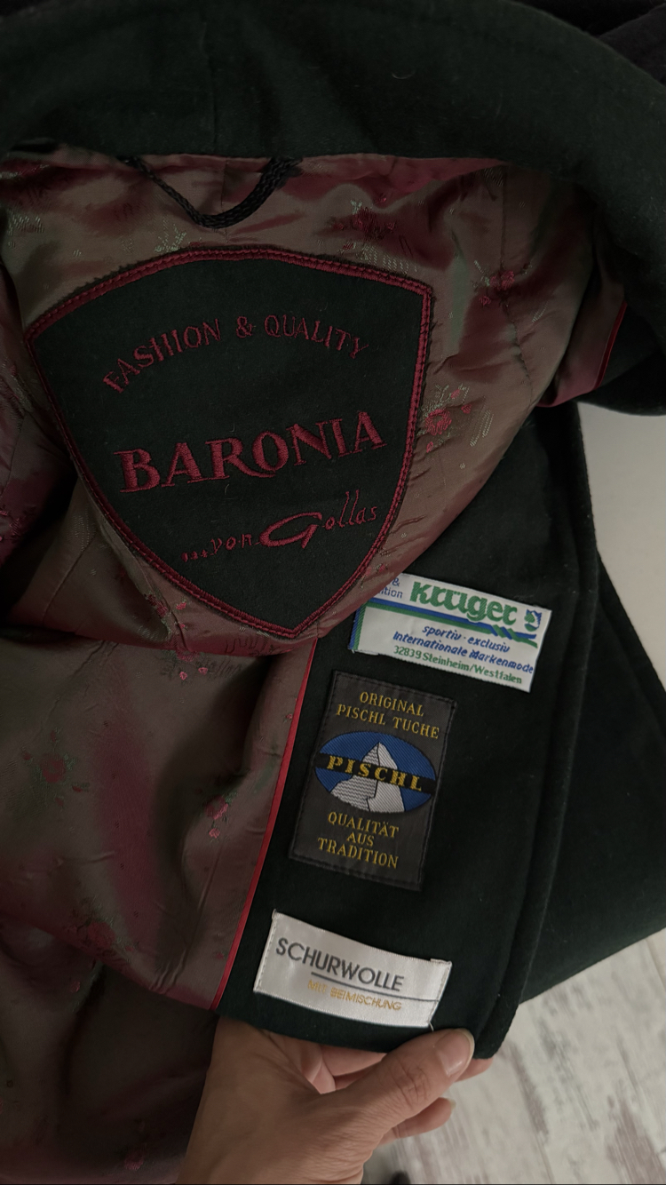 Baronia von Gollas Austria Saf Yün Dokuöa Maxi Kaşe Kaban
